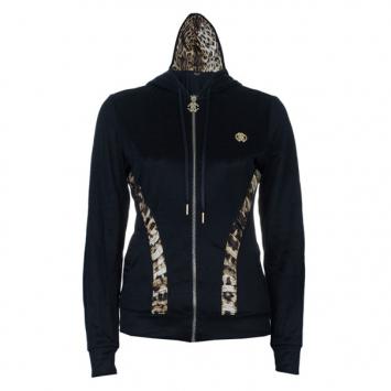 Pre Owned Roberto Cavalli Black Leopard Print Hoodie M