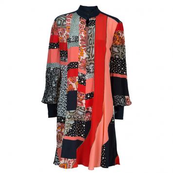 مملوكة مسبقًا Roberto Cavalli Multicolor Patch Printed Silk Long Sleeve Dress M