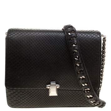 Pre Owned Roberto Cavalli Black Medium Python Hera Shoulder Bag