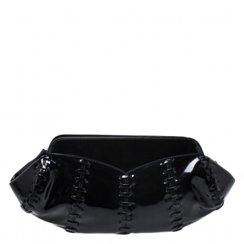 Pre Owned Roberto Cavalli Black Patent Leather Clutch