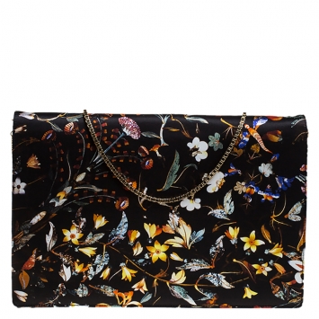Pre Owned Roberto Cavalli Multicolor Floral Print Flap Chain Shoulder Bag