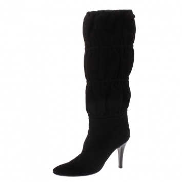 Pre Owned Roberto Cavalli Black Suede Knee High Tie Up Boots Size 40