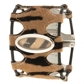 Pre Owned Roberto Cavalli Brown Stainless Steel Classsic Women's Wristwatch 38 mm