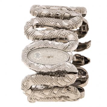 Pre Owned Roberto Cavalli Silver Stainless Steel Cleopatra R7253195615 Women's Wristwatch 40 mm