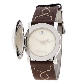 Pre Owned Roberto Cavalli White Stainless Steel Firenze Women's Wristwatch 36 mm