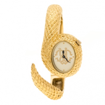 Pre Owned Roberto Cavalli Gold Plated Steel Wild Soul R7253126575 Women's Wristwatch 33 mm