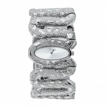 Pre Owned Roberto Cavalli Silver Stainless Steel Cleopatra R7253195515 Women's Wristwatch 40 mm