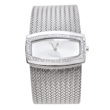 Pre Owned Roberto Cavalli Silver Stainless Steel Diamond Ellisse R72533114515 Women's Wristwatch 40 mm