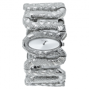 Pre Owned Roberto Cavalli Silver Stainless Steel Cleopatra R7253195515 Women's Wristwatch 40 MM