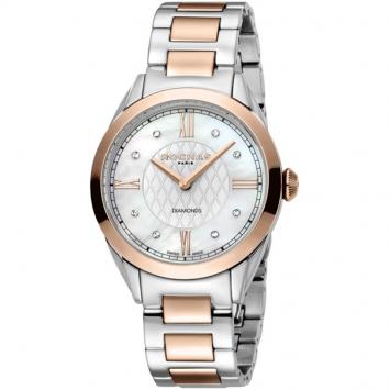 Pre Owned Rochas Silver Rose Gold-Plated Stainless Steel RP2L016M0051 Women's Wristwatch 34MM