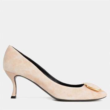 مملوكة مسبقًا Roger Vivier Suede Buckle Detail Mid Heel Pumps 41