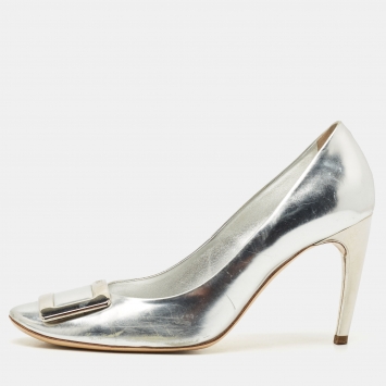 Roger Vivier Silver Leather Trompette Pumps Size 41