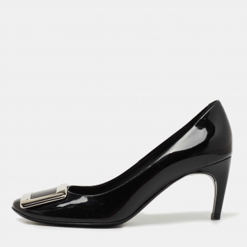Pre Owned Roger Vivier Black Patent Leather Trompette Pumps Size 35.5