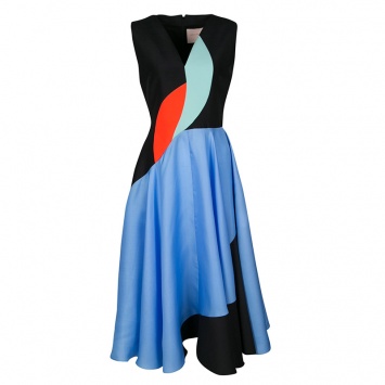 Pre Owned Roksanda Colorblock V-Neck Sleeveless Flared Dress M
