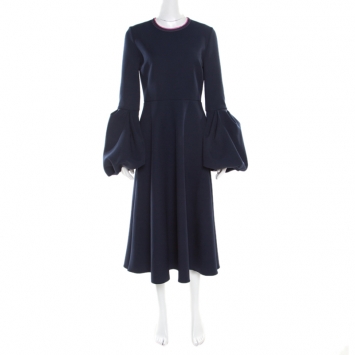 Pre Owned Roksanda Midnight Blue Stretch Crepe Aylin Midi Dress M