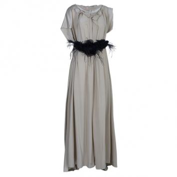 Pre Owned Roksanda Ilincic Beige Silk Satin Belted Column Gown M