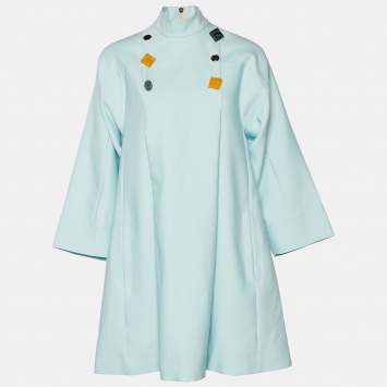 Pre Owned Roksanda Blue Wool & Silk Shift Dress S