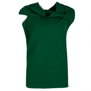 Pre Owned Roland Mouret Green Wool Asymmetric Draped Eugene Top M
