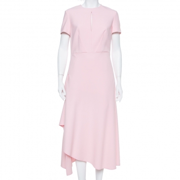 مملوكة مسبقًا Roland Mouret Pink Crepe Draped Ardmore Midi Dress M
