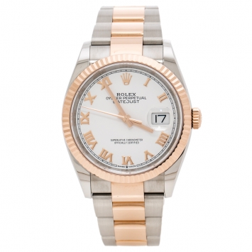 مملوكة مسبقًا  Rolex White 18K Everose Gold Oystersteel Datejust M126231-0016 Women's Wristwatch 36 mm