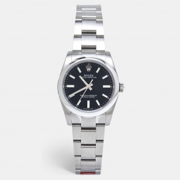 Pre Owned Rolex Black Oystersteel Oyster Perpetual M124200-0002 Women's Wristwatch 34 mm