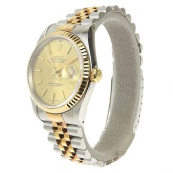 Pre Owned Rolex Champagne 18K Yellow Gold & Stainless Steel Datejust Women's Wristwatch 35MM