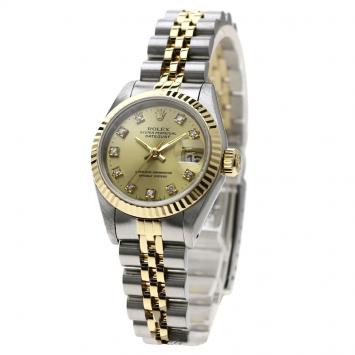 Pre Owned Rolex Champagne 18K Yellow Gold and Stainless Steel Datejust Women's Wristwatch 26MM