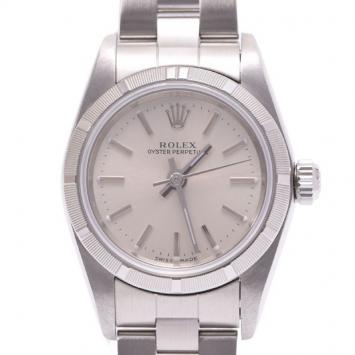 Pre Owned Rolex Silver Stainless Steel Oyster Perpetual Women's Wristwatch 24MM