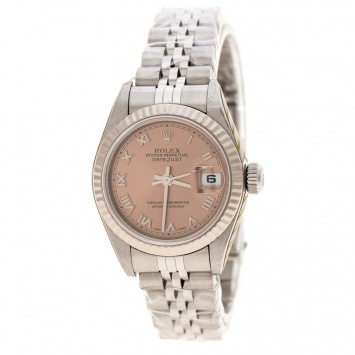 Pre Owned Rolex Pink Stainless Steel Oyster Perpetual Datejust 79174 Women's Wristwatch 26 mm