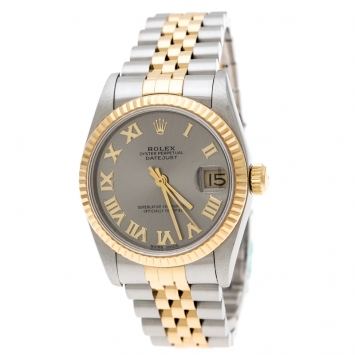 Pre Owned Rolex Grey 18K Yellow Gold Stainless Steel Lady Datejust 31 68273 Women's Wristwatch 31 mm
