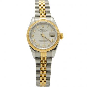 Pre Owned Rolex Ivory Pyramid Dial Steel & Yellow Gold Datejust Women'S Watch 26MM