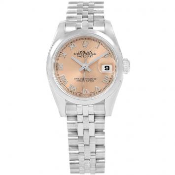 Pre Owned Rolex Salmon Stainless Steel Datejust 179160 Women's Wristwatch 26MM