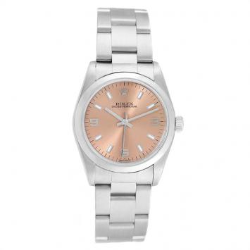 Pre Owned Rolex Salmon Stainless Steel Baton 77080 Women's Wristwatch 31MM