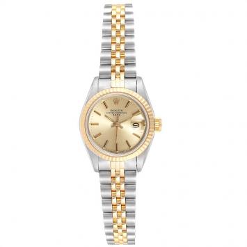 Pre Owned Rolex Champagne 18K Yellow Gold Stainless Steel Datejust 69173 Women's Wriswatch 26 MM
