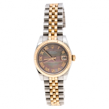 مملوكة مسبقًا Rolex Mother of Pearl Two Tone 18K Gold Datejust 178271 Women's Wristwatch 31MM
