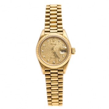 Pre Owned Rolex Jubilee 18K Yellow Gold Vintage Datejust 69138 Women's Wristwatch 26 mm