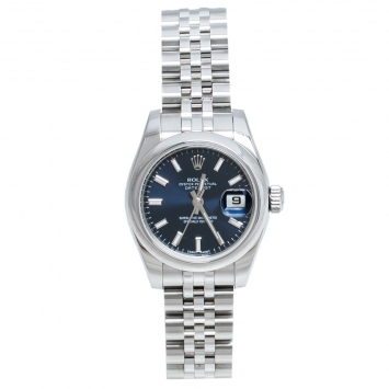 Pre Owned Rolex Blue Stainless Steel Datejust 179160 Women's Wristwatch 26 mm