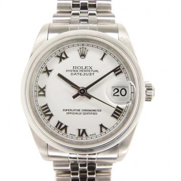 Pre Owned Rolex White Stainless Steel Datejust Women's Wristwatch 31MM