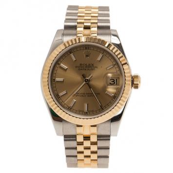 Pre Owned Rolex Gold 18K Yellow Gold & Stainless Steel Perpetual Datejust Women's Wristwatch 30MM