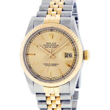 Pre Owned Rolex Champagne 18K Yellow Gold and Stainless Steel Datejust Women's Wristwatch 36MM