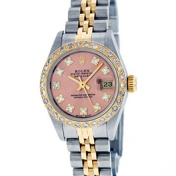 مملوكة مسبقًا Rolex Pink Diamonds 18K Yellow Gold and Stainless Steel Datejust Women's Wristwatch 26MM