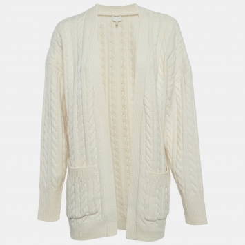 Pre Owned Ronny Kobo Cream Cable Knit Cardigan S