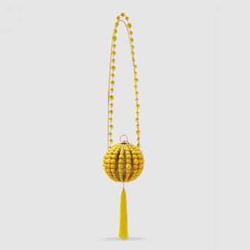 Pre Owned Rosantica Yellow Half-Ball Beaded Crossbody Bag One Size