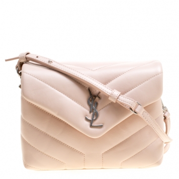 Pre Owned Saint Laurent Powder Pink Leather Loulou Toy Shoulder Bag