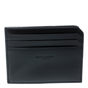 Pre Owned Saint Laurent Black Leather Fragments Card Case