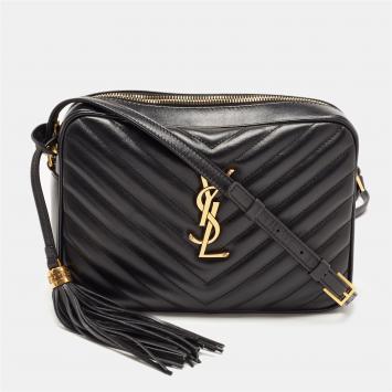 Pre Owned Saint Laurent Black Quilted Leather Crossbody Bag