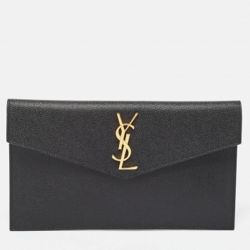 Pre Owned Saint Laurent Black Leather Uptown Pouch