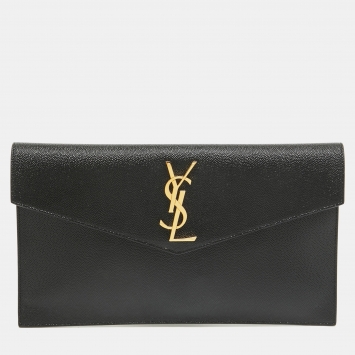 Pre Owned Saint Laurent Black Leather Uptown Pouch