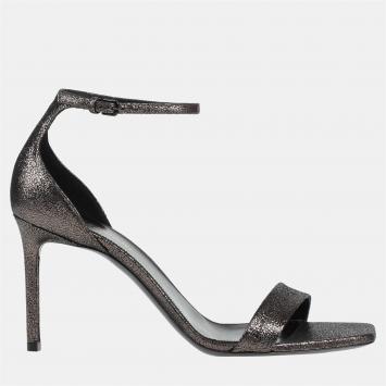 Pre Owned Saint Laurent Metallic Suede Sandals 36.5