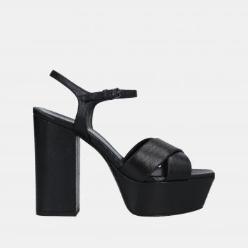 مملوكة مسبقًا Saint Laurent Leather Block Heel Ankle Strap Sandals 41
